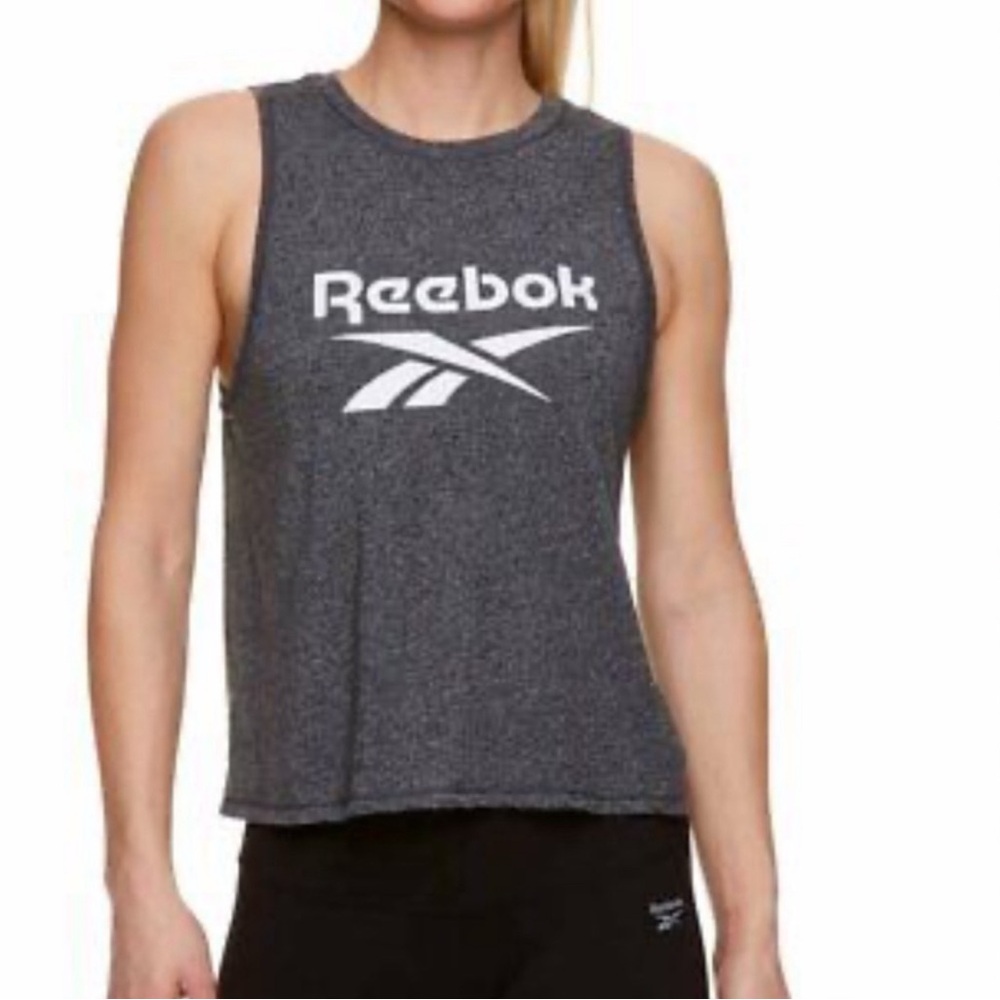 Reebok NWT Gray Muscle Tee Crop Relaxed Open Back
